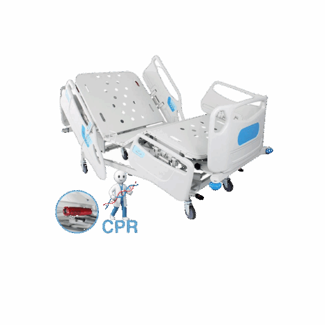 BAE504 Fully Adjustable Hospital Bed 5 Function With Side Rails Control Panel