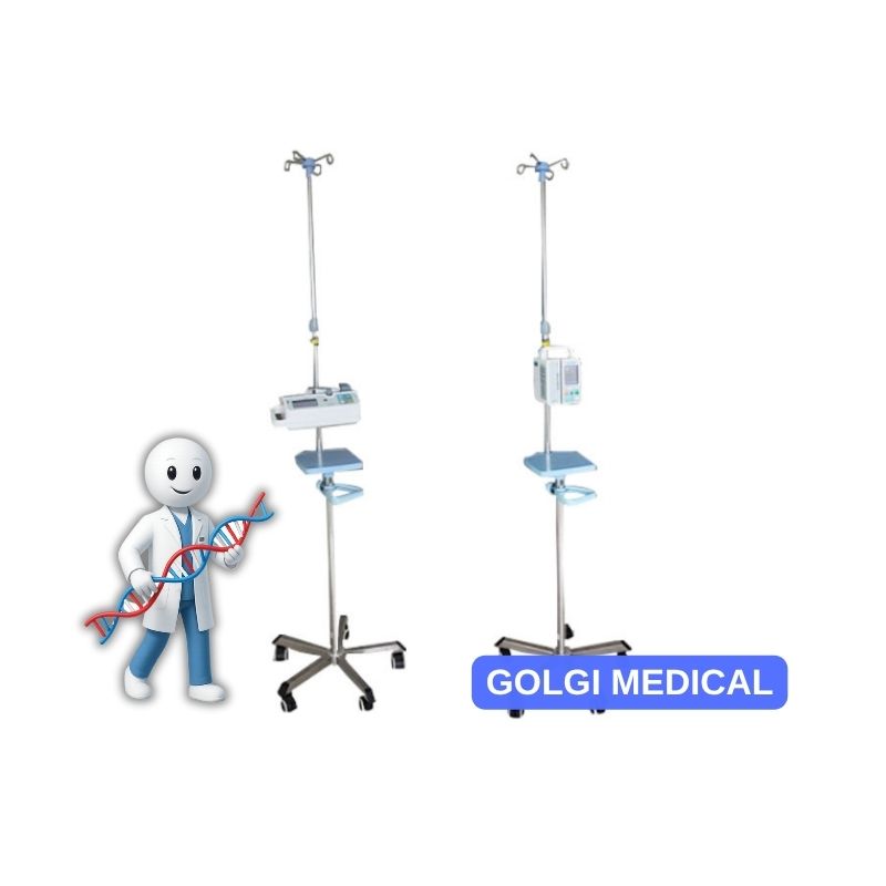 BIV02 Mobile IV Pole With 4 Hooks Height Adjustable IV Drip Stand